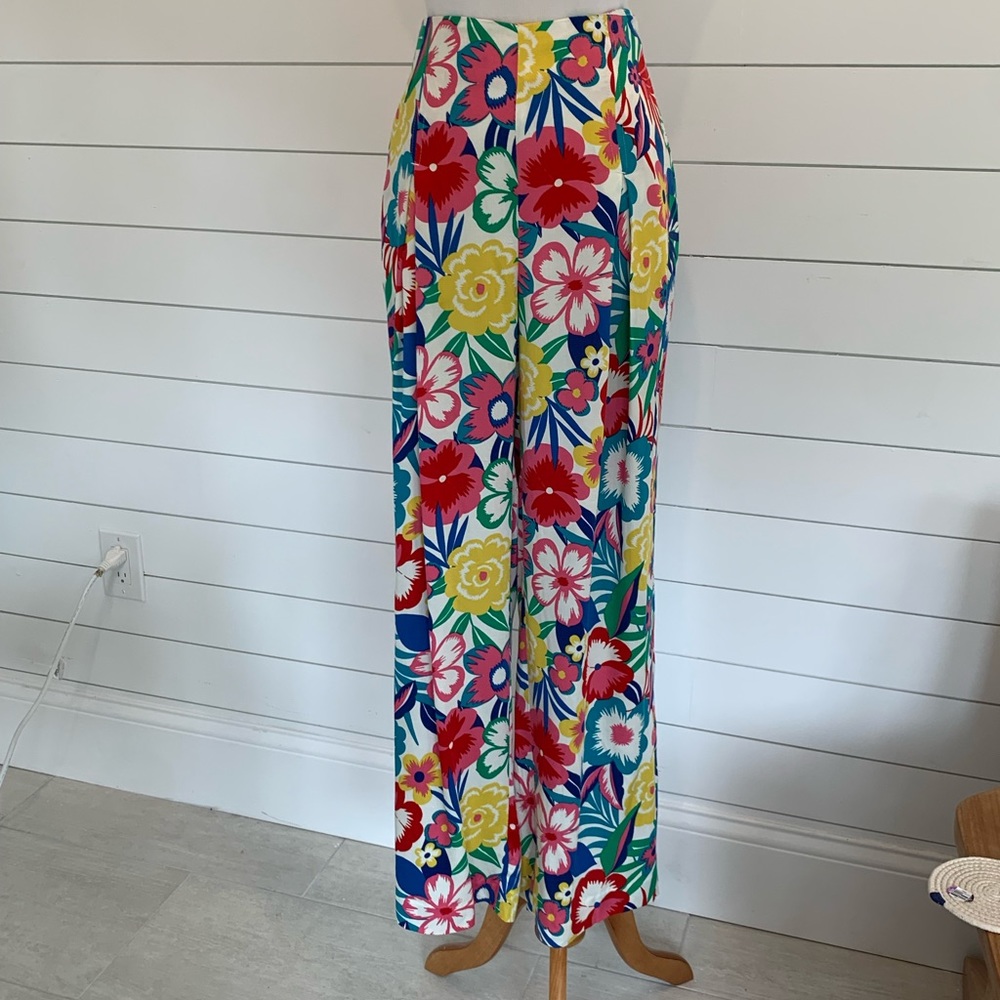 BODEN Wide Leg Floral Pants with Pockets
